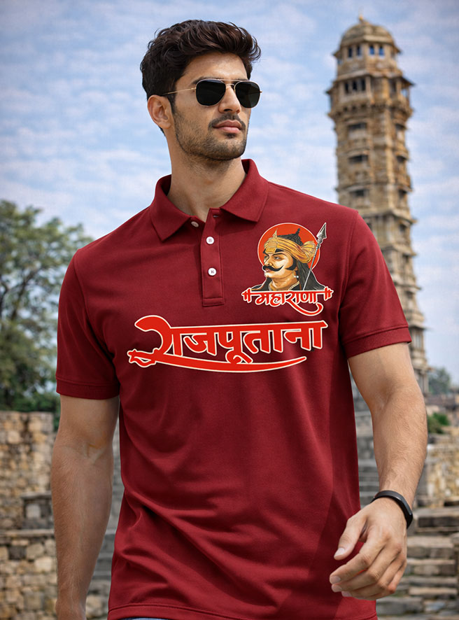 Maharana Pratap Rajputana Premium Collar T-Shirt - Image 3