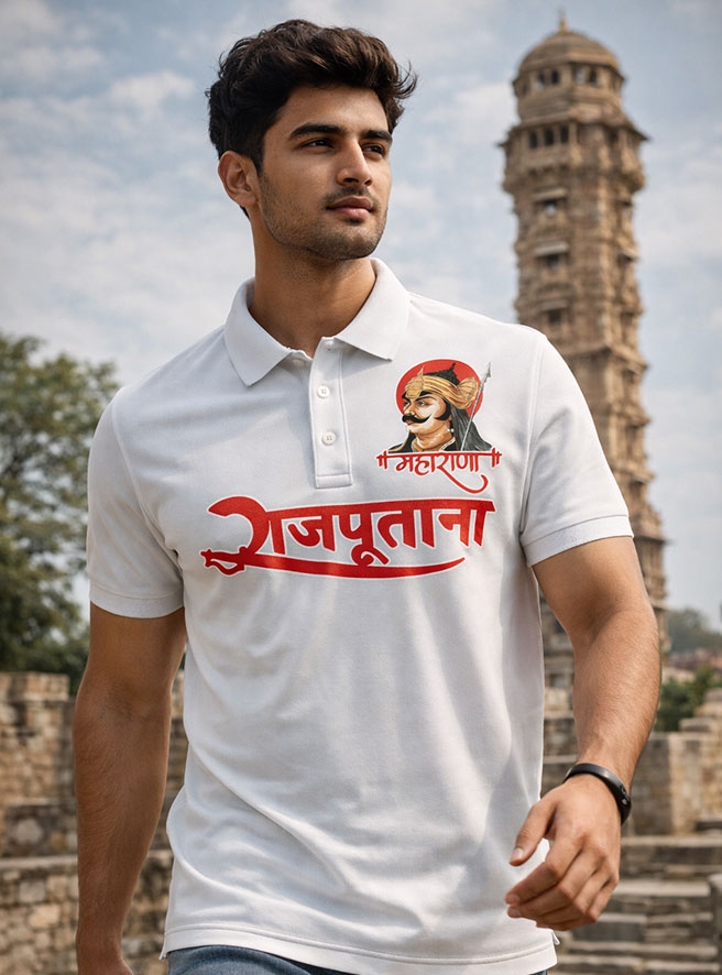 Maharana Pratap Rajputana Premium Collar T-Shirt - Image 6