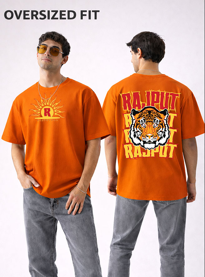 Rajput Fire Oversized Terry Cotton T-Shirt Rajputana Streetwear Design KSquaree Rajputana Collection