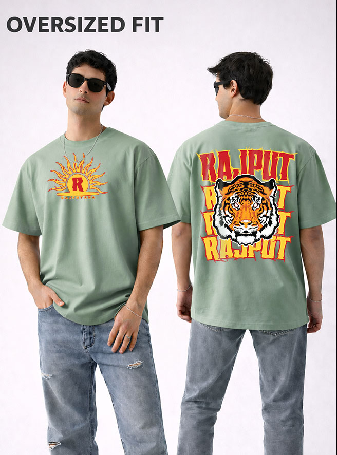Rajput Fire Oversized Terry Cotton T-Shirt Rajputana Streetwear Design KSquaree Rajputana Collection