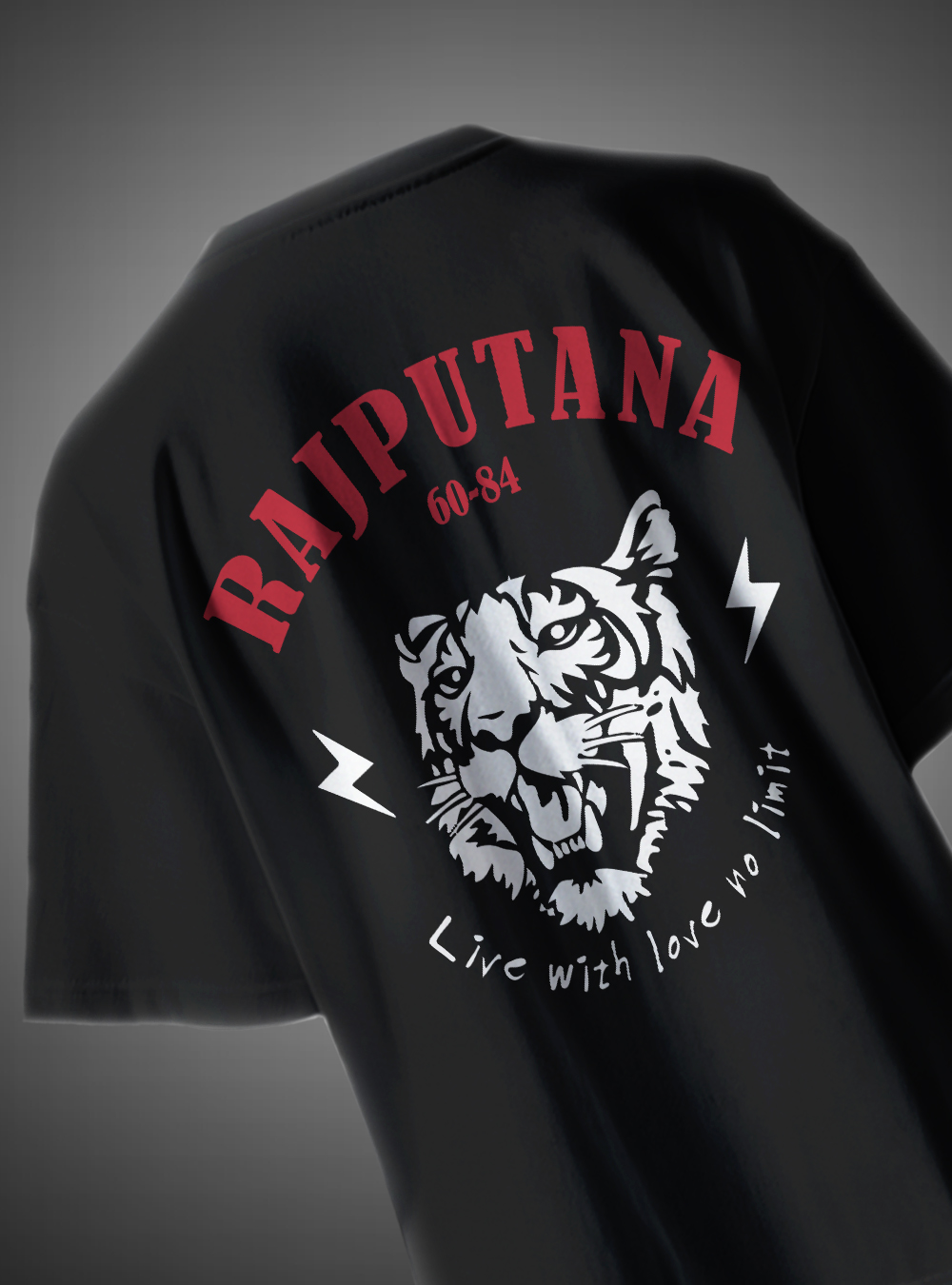 Rajputana Live With Love No Limit Oversized T-Shirt Statement Design KSquaree Rajputana Collection