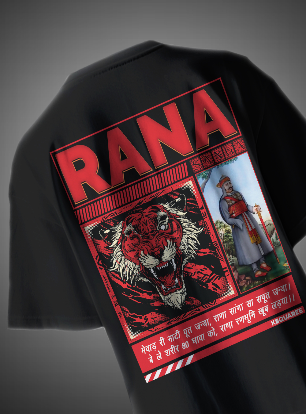 Rana Sanga Rajputana Oversized T-Shirt Warrior Design KSquaree Rajputana Collection