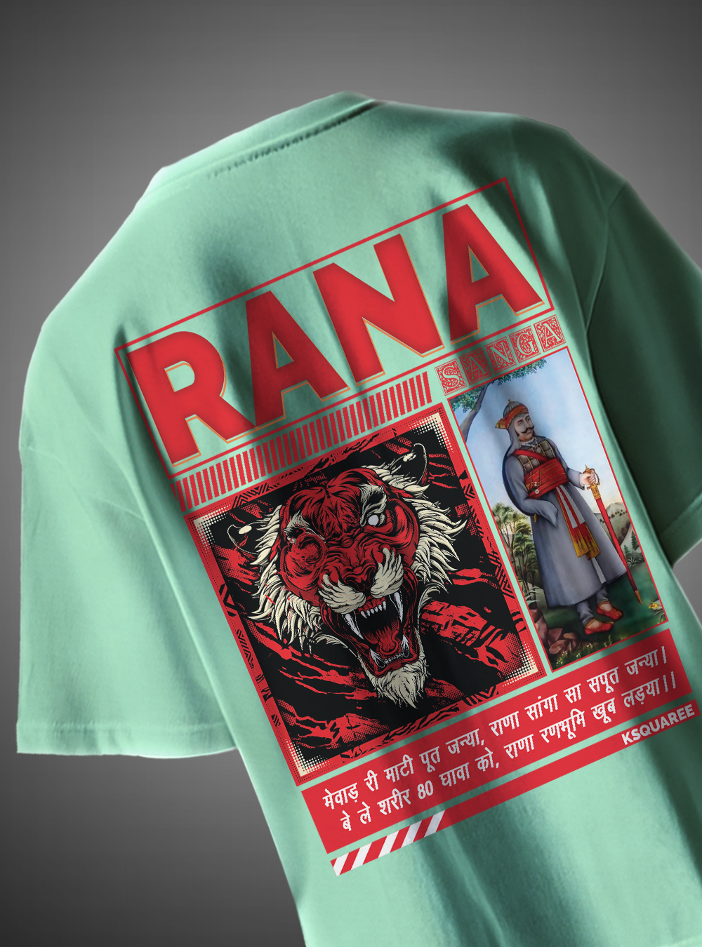 Rana Sanga Rajputana Oversized T-Shirt Warrior Design KSquaree Rajputana Collection