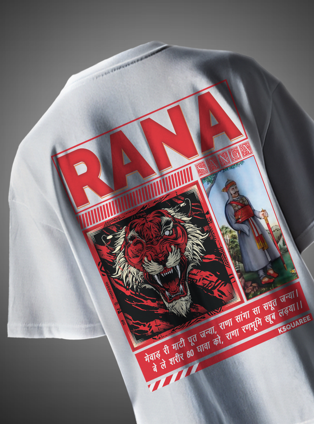 Rana Sanga Rajputana Oversized T-Shirt Warrior Design KSquaree Rajputana Collection