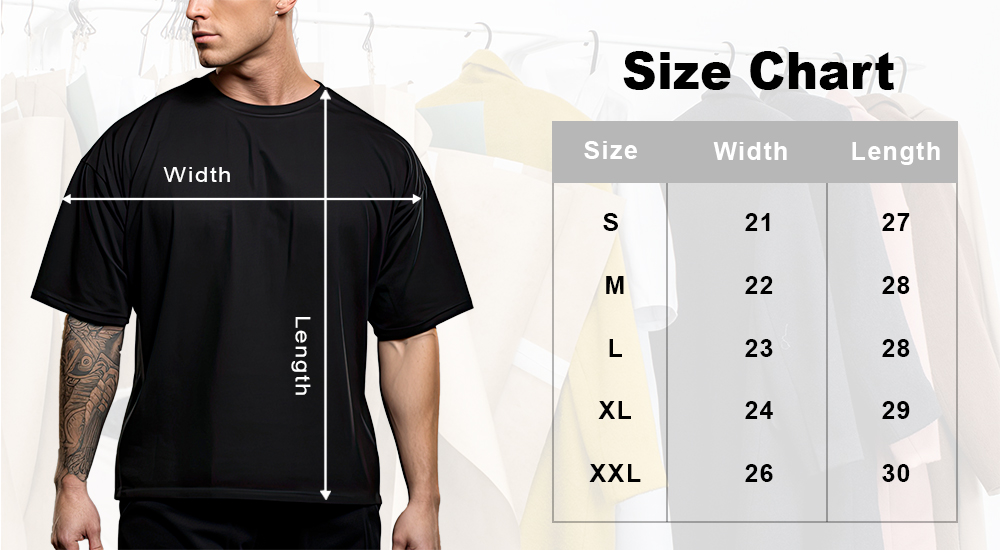 KSquaree Oversize T-Shirt Size Chart