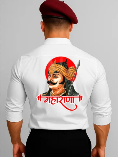 White Maharana Pratap Premium Shirt – Royal Rajputana Warrior Pride by KSquaree