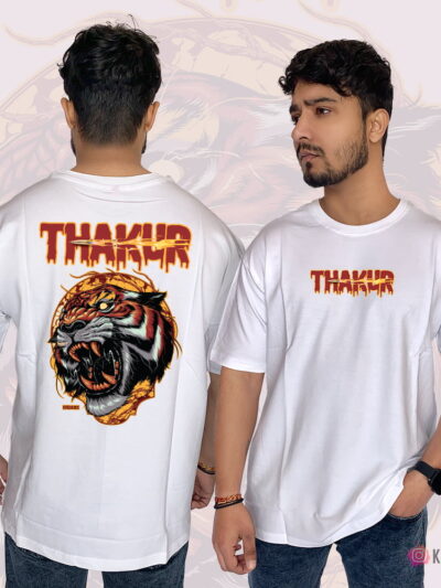 Thakur Printed Design Over Size Terry Cotton T-Shirt