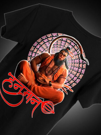 Hanuman Ji Black Oversized Printed T-Shirt | Premium Cotton, Divine Graphic Tee