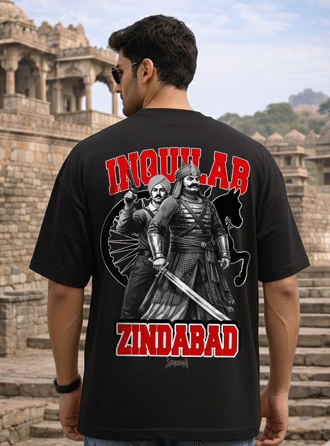 Inquilab Zindabad Oversized T-Shirt Revolutionary Streetwear KSquaree Rajputana Collection Style