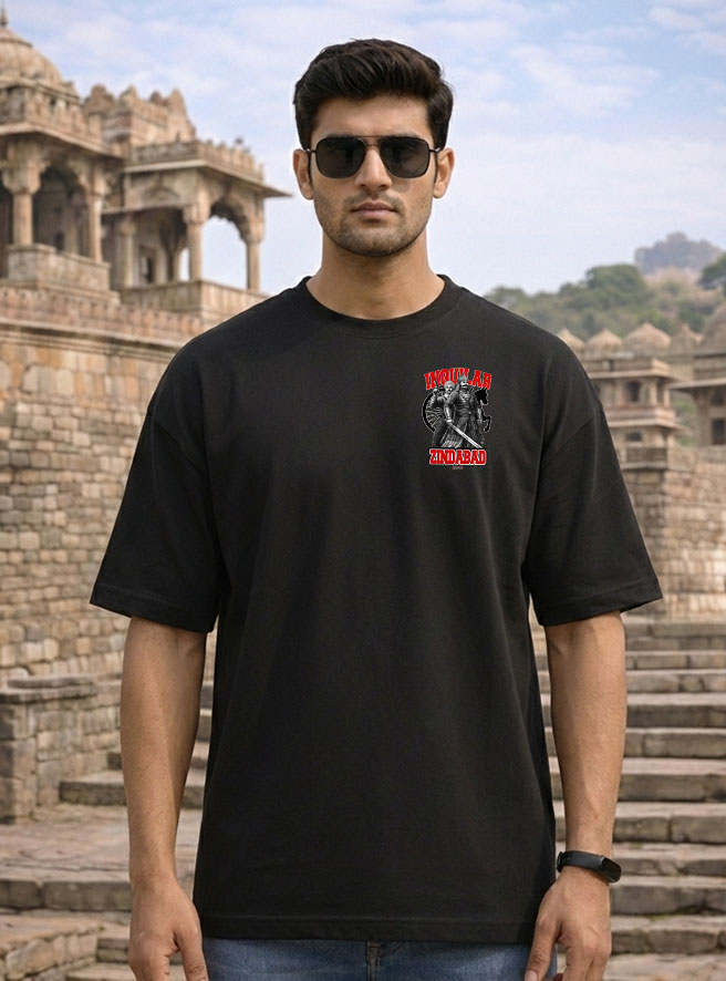 Inquilab Zindabad Oversized T-Shirt Revolutionary Streetwear KSquaree Rajputana Collection Style