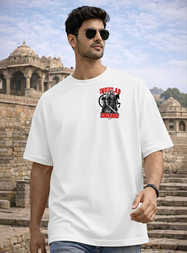 Inquilab Zindabad Oversized T-Shirt Revolutionary Streetwear KSquaree Rajputana Collection Style