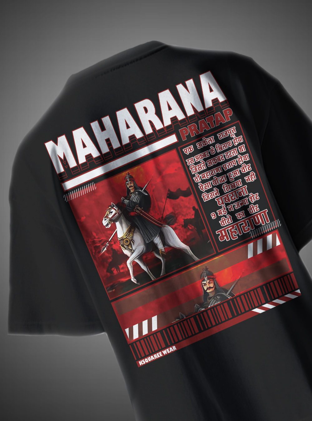 Maharana Pratap Rajputana Oversized T-Shirt Warrior Design KSquaree Rajputana Collection