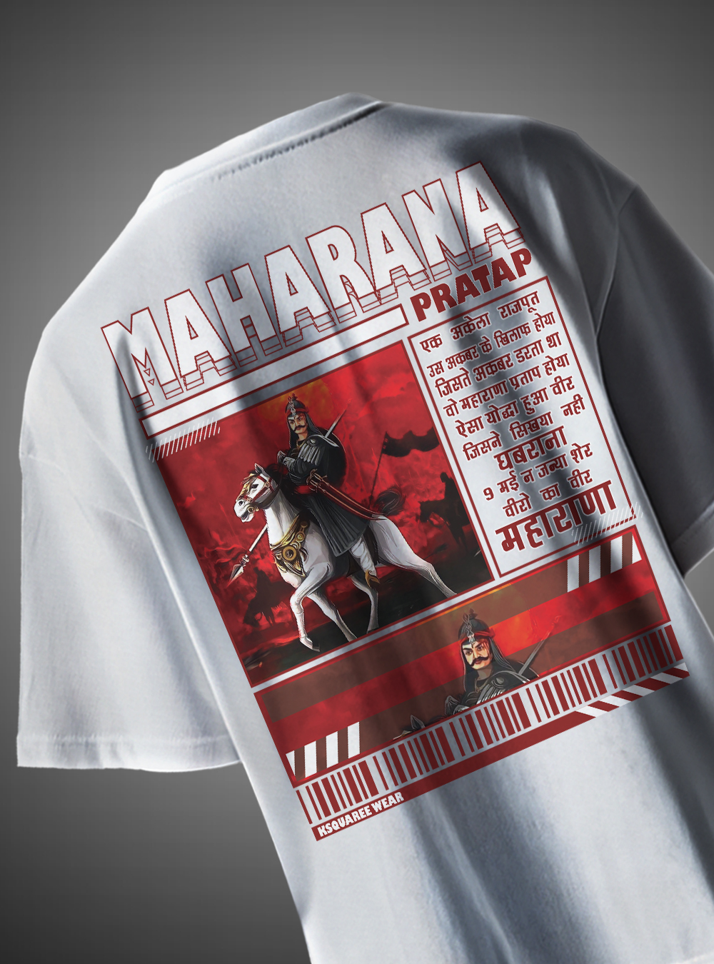 Maharana Pratap Rajputana Oversized T-Shirt Warrior Design KSquaree Rajputana Collection