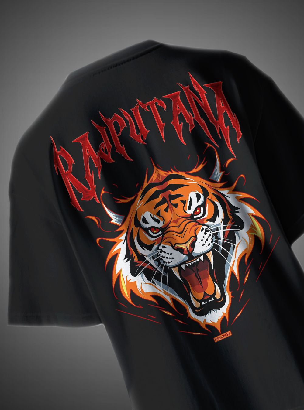 Rajputana Tiger Face Oversized T-Shirt Fierce Warrior Design KSquaree Rajputana Collection