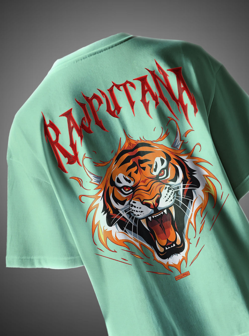 Rajputana Tiger Face Oversized T-Shirt Fierce Warrior Design KSquaree Rajputana Collection