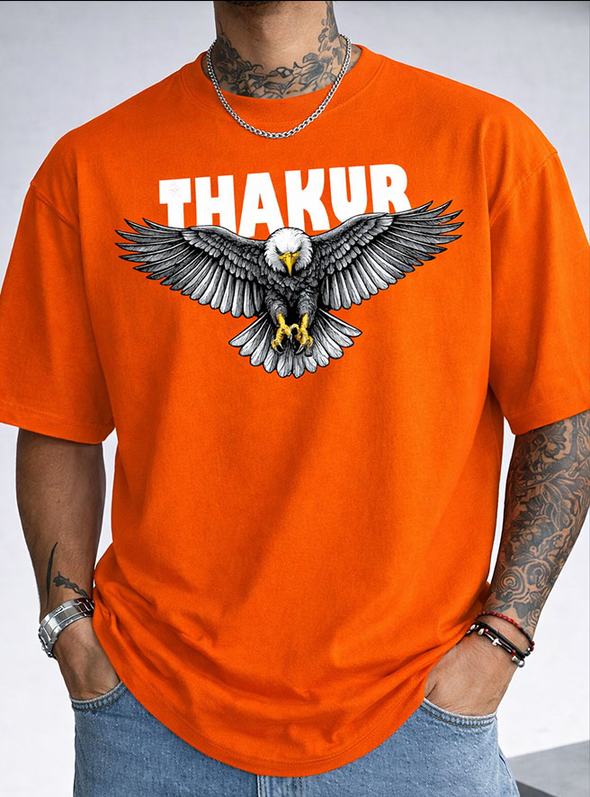 Thakur Eagle Oversized T-Shirt with Honor Is Our Legacy Print by KSquaree