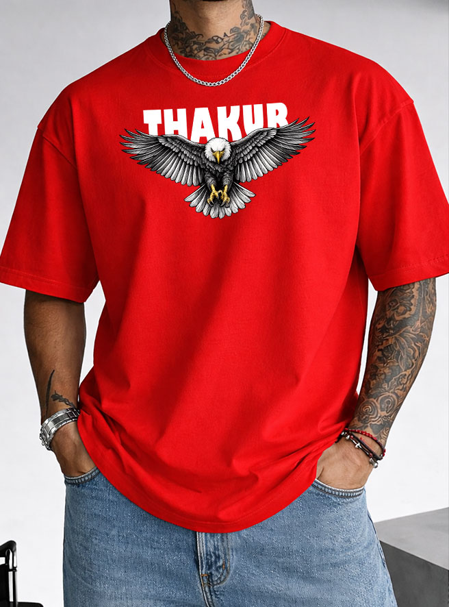 Thakur Eagle Oversized T-Shirt with Honor Is Our Legacy Print by KSquaree