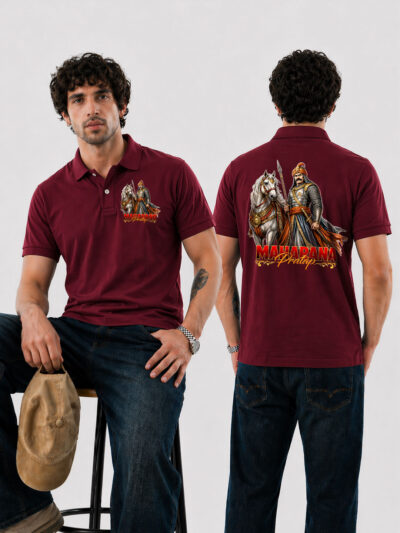 Veer Samrat Maharana Pratap Collar T-Shirt Rajputana Collection Premium Polo Wear by KSquaree