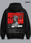 KSQUAREE Black Hoodie featuring Samrat Prithviraj Chauhan Graphic Print with Rajputana History Facts