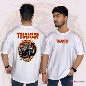 Thakur Printed Design Over Size Terry Cotton T-Shirt