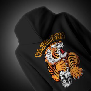 Fire Rajputana Design Hoodie – Fierce Flame Graphic Representing Rajput Heritage