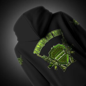 Thakur On Top Hoodie with gun graphic design for bold winter wear.
