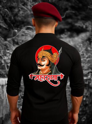 Maharana Pratap Design Rajputana Black Shirt
