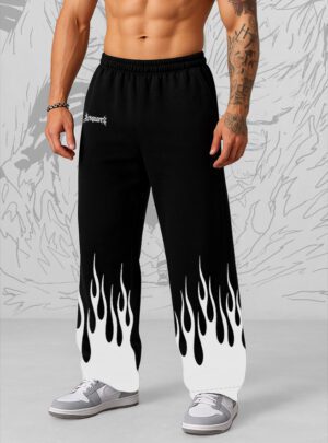 White-Fire-Bottam-Sweatpants