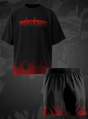 Rajputana Flame Print Co-ord Set – Red Print (T-Shirt & Shorts)