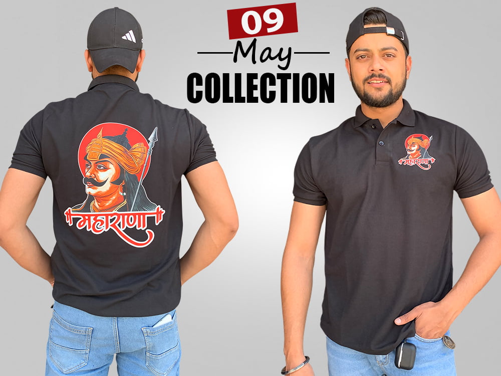 Rajputana Collar T-Shirt with Embroidered Logo