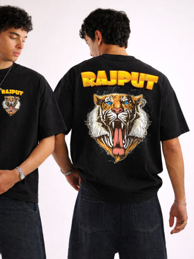 Rajput Tiger Face Oversized T-Shirt Warrior Design KSquaree Rajputana Collection