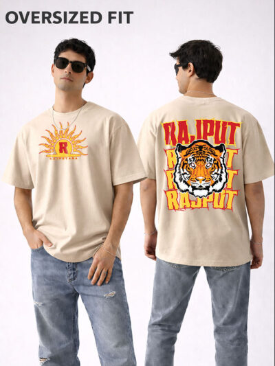 Rajput Fire Oversized Terry Cotton T-Shirt Rajputana Streetwear Design KSquaree Rajputana Collection