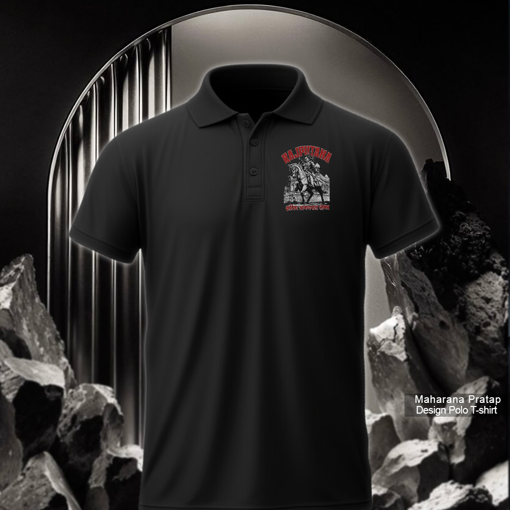 Rajput Anangpal Singh Tomar Collar T-Shirt with a warrior heritage design for Rajputana pride.