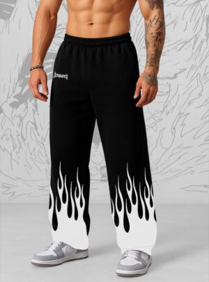 White-Fire-Bottam-Sweatpants