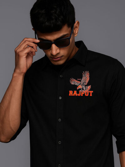 Rajput Eagle Black Shirt – Fierce Rajputana Warrior Power by KSquaree
