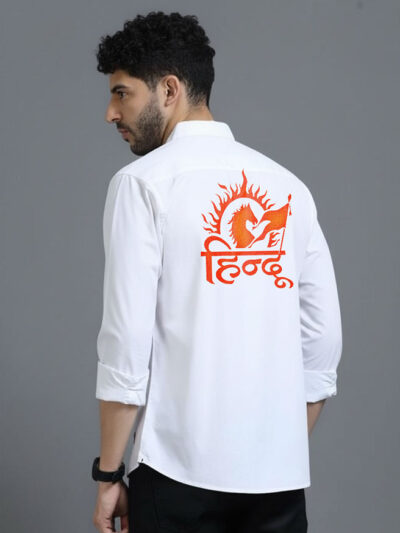 Hindu Bhagwa White Shirt – Sacred Hindu Pride Premium Wear by KSquaree