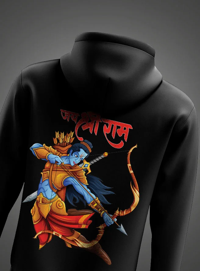 Jai Shree Ram Printed Hoodie – Powerful Devotional Winter Wear by KSquaree