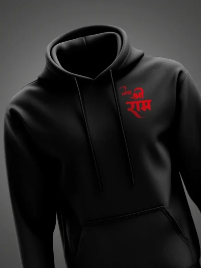 Jai Shree Ram Hanuman Ji Printed Hoodie – Powerful Devotional Winter Wear by KSquaree