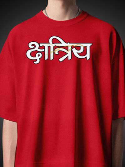 Kshtriya Oversize T-Shirt with Rajputana Back Print and Chest Logo for Men – Black and White