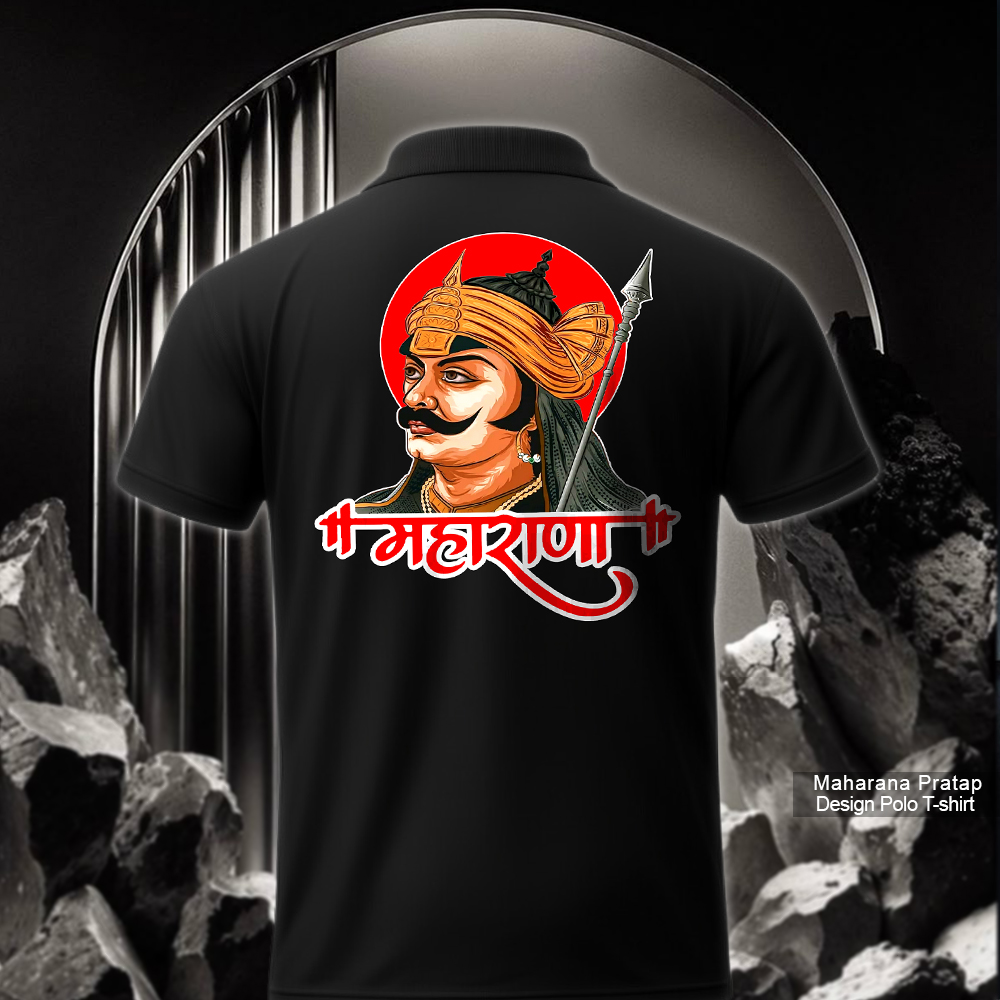 Maharana Pratap Rajputana Collar T-Shirt with royal warrior design for Rajput heritage lovers.