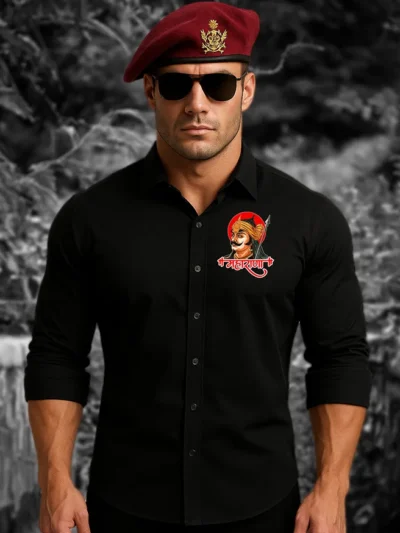 Maharana Pratap Black Shirt – Royal Rajputana Warrior Pride by KSquaree