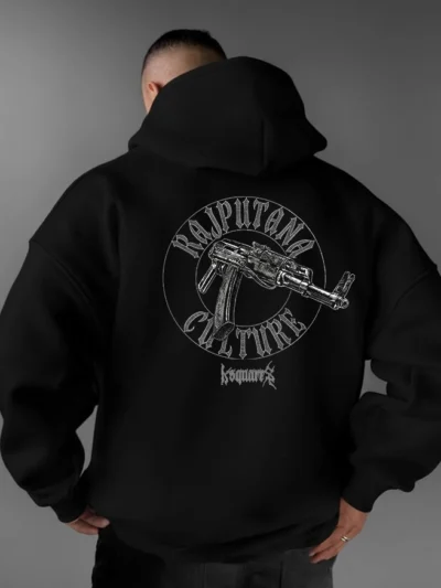 KSquaree Rajputana Culture Black Hoodie with royal Rajasthani design