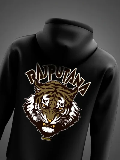 Rajputana Tiger Face Premium Hoodie – Fierce Rajput Warrior Design by KSquaree