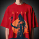 Mahadev printed oversize t-shirt with Trishul and orange sun