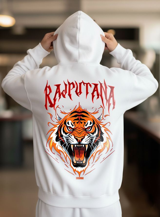 Rajputana White Hoodie – Rajput Heritage Design by KSquaree