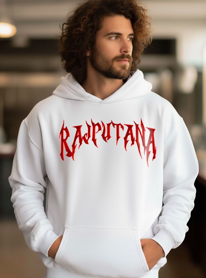Rajputana White Hoodie – Rajput Heritage Design by KSquaree