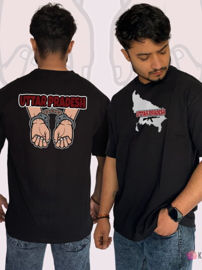 Uttar Pradesh(UP) Printed Design Over Size Terry Cotton T-Shirt
