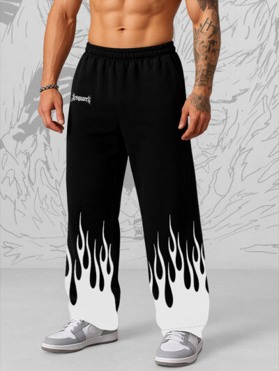 White-Fire-Bottam-Sweatpants