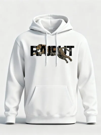 Rajput Leopard White Hoodie with Fierce Warrior Back Design by KSquaree