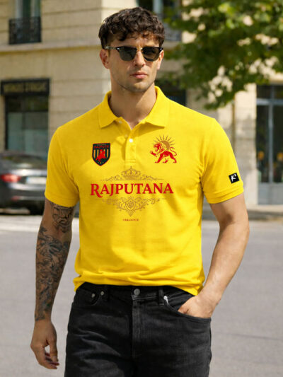 Rajputana Premium Polo T-Shirt Black with Royal Lion Rajput Design by KSquaree